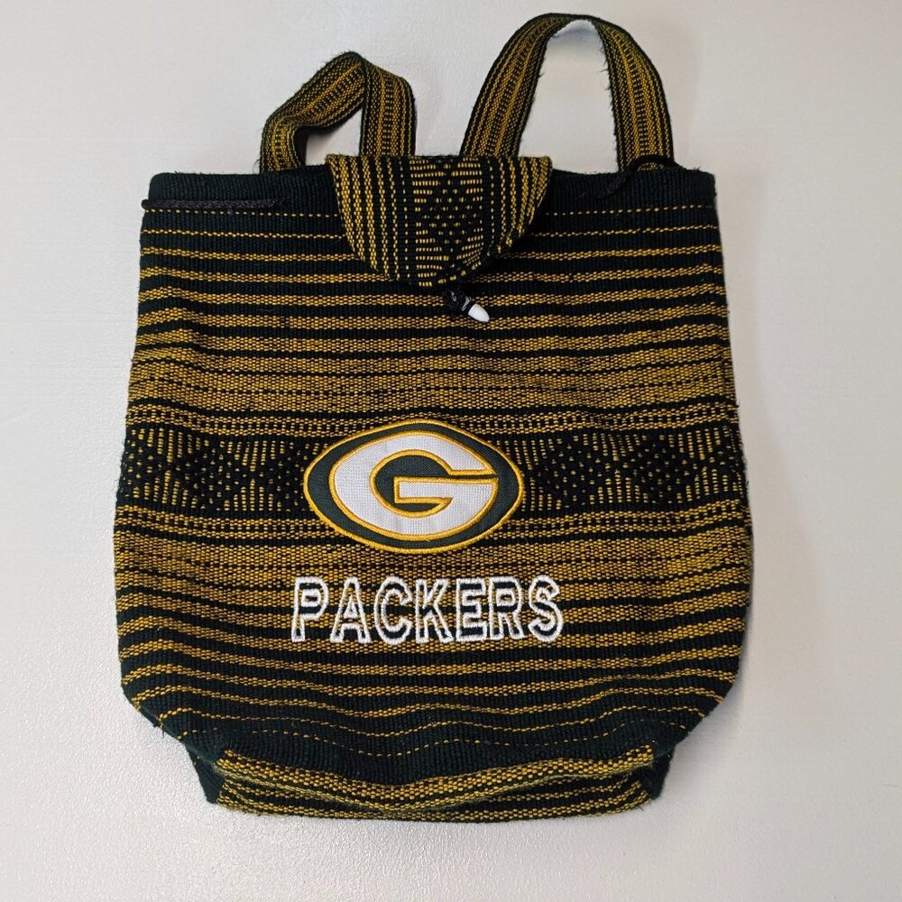 Green Bay Packers Backpack Woven Baja Style Shoulder Bag Jerga Fabric